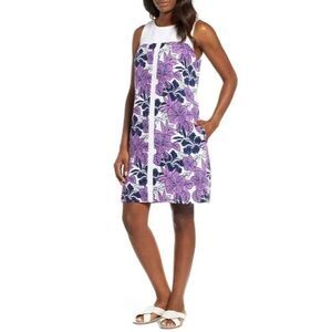 Tommy Bahama Linen Blend Puple Blissful Blooms Floral Shift Dress Party Casual